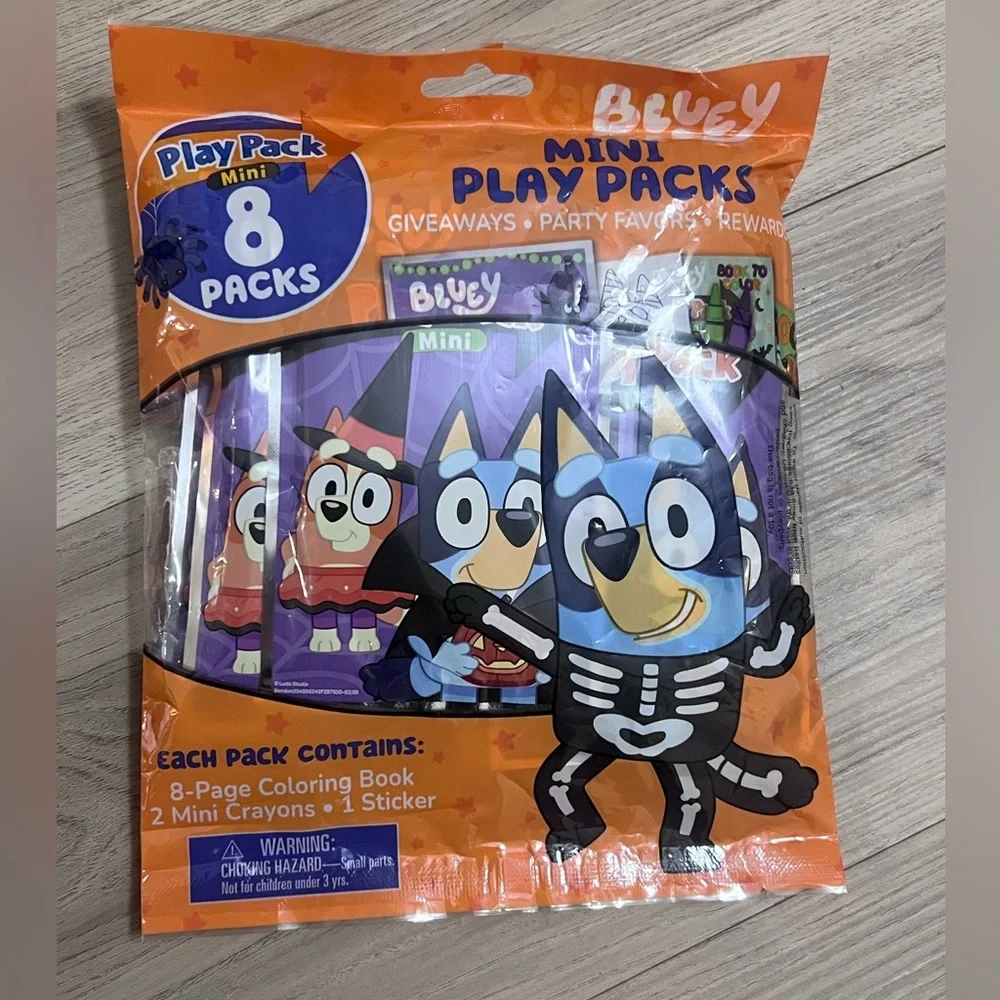 🔵 Bluey Halloween 8-Pack Mini Coloring Sets - Crayons Included, Paperback  NEW
